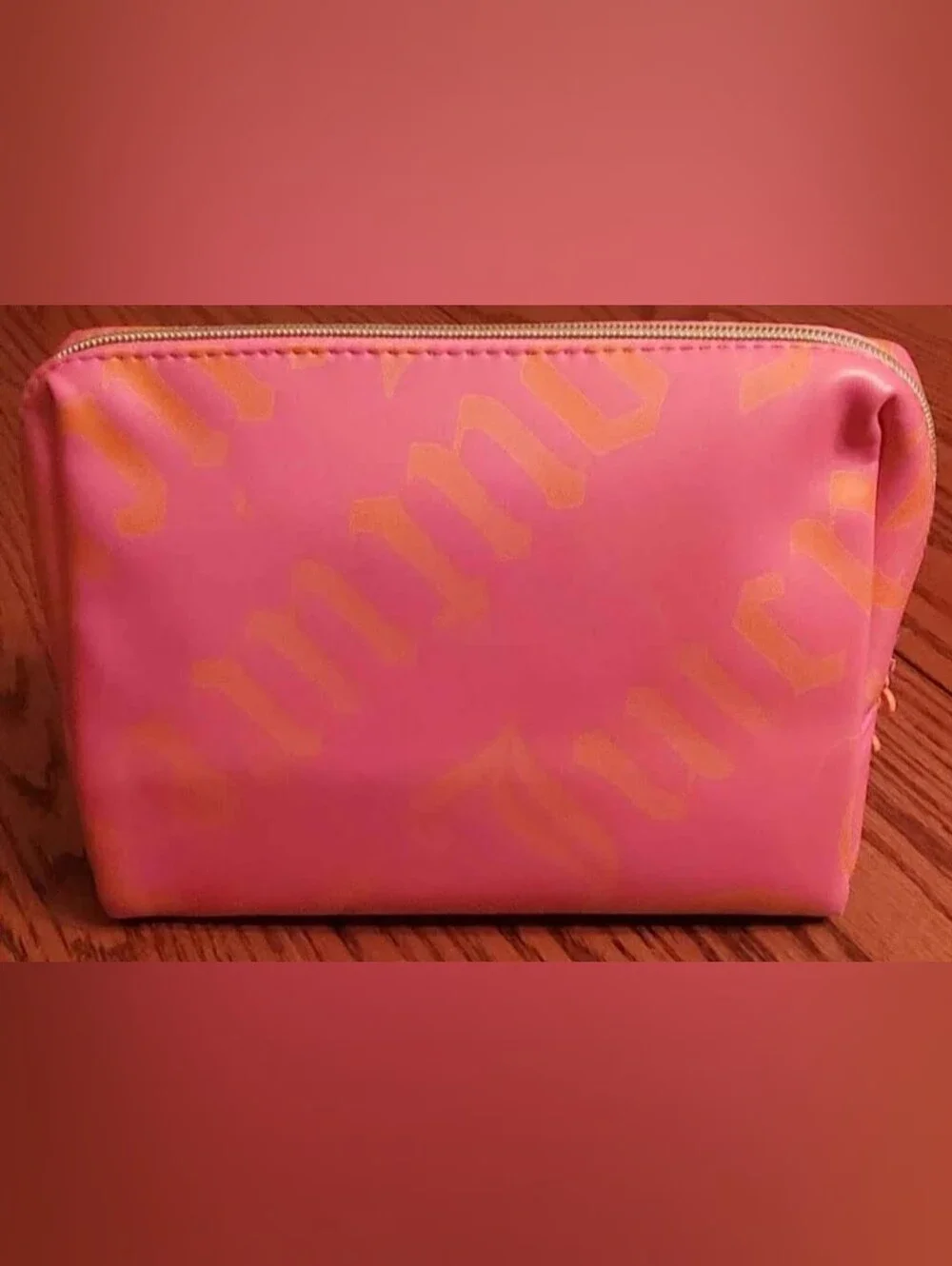 Juicy Couture Pink Logo Cosmetic Pouch with Gold Accent